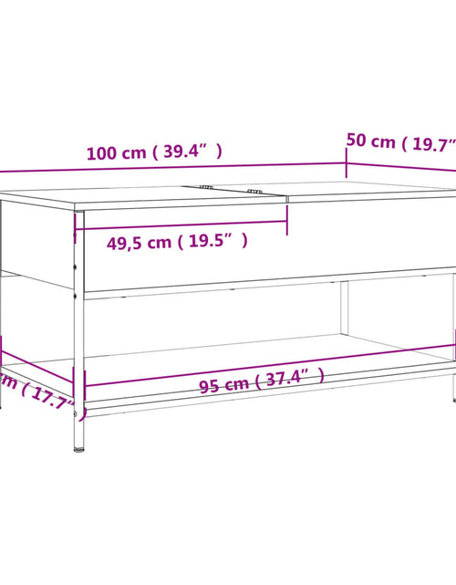 Încărcați imaginea în vizualizatorul Galerie, Măsuță de cafea stejar fumuriu 100x50x50cm lemn prelucrat/metal
