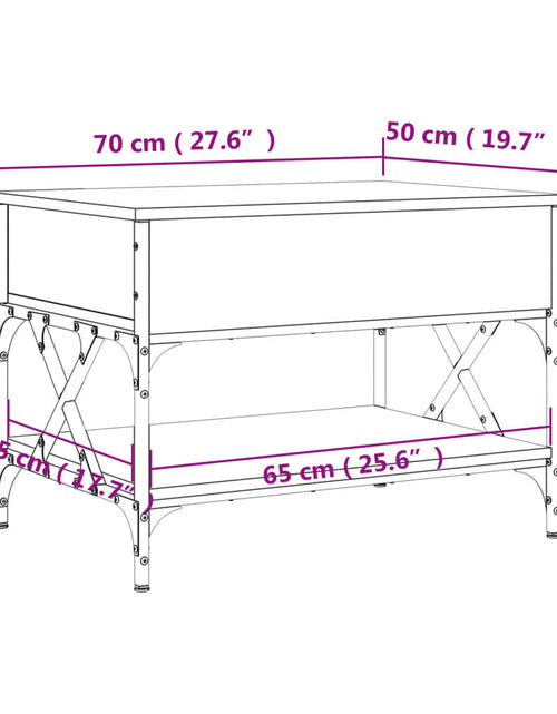 Загрузите изображение в средство просмотра галереи, Măsuță de cafea sonoma gri 70x50x50 cm lemn prelucrat și metal
