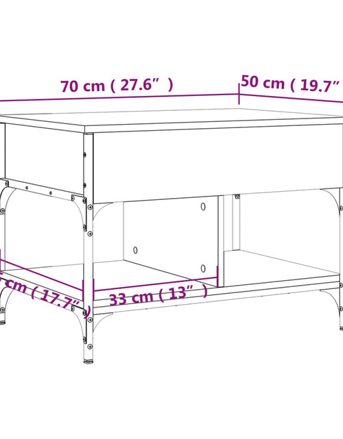 Încărcați imaginea în vizualizatorul Galerie, Măsuță de cafea stejar maro 70x50x50 cm lemn prelucrat și metal
