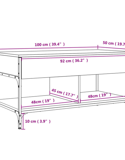 Загрузите изображение в средство просмотра галереи, Măsuță de cafea stejar sonoma 100x50x50 cm lemn prelucrat/metal
