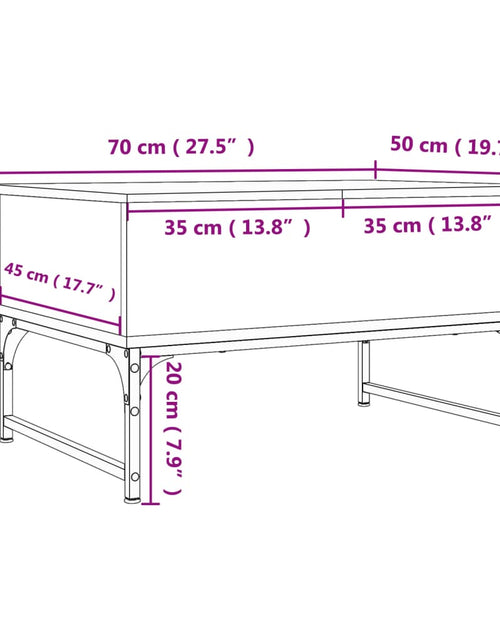 Загрузите изображение в средство просмотра галереи, Măsuță de cafea, gri sonoma 70x50x40 cm lemn prelucrat și metal
