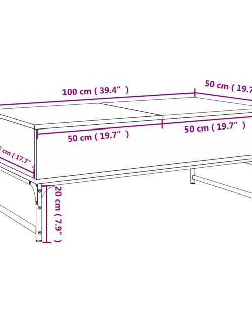 Загрузите изображение в средство просмотра галереи, Măsuță de cafea stejar sonoma 100x50x40 cm lemn prelucrat/metal
