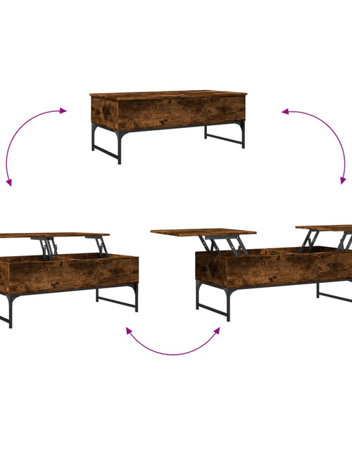 Загрузите изображение в средство просмотра галереи, Măsuță de cafea stejar fumuriu 100x50x40cm lemn prelucrat/metal
