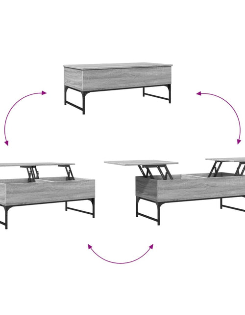 Загрузите изображение в средство просмотра галереи, Măsuță de cafea, gri sonoma, 100x50x40 cm, lemn prelucrat/metal

