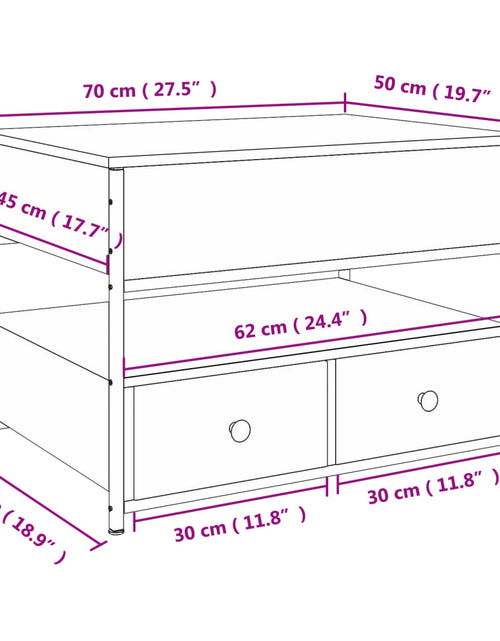 Загрузите изображение в средство просмотра галереи, Măsuță de cafea stejar maro 70x50x50 cm lemn prelucrat și metal
