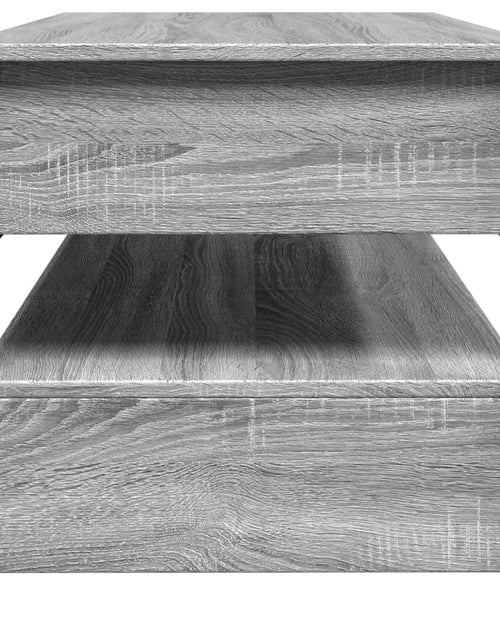 Încărcați imaginea în vizualizatorul Galerie, Măsuță de cafea gri sonoma 85x50x50 cm lemn prelucrat și metal - Lando
