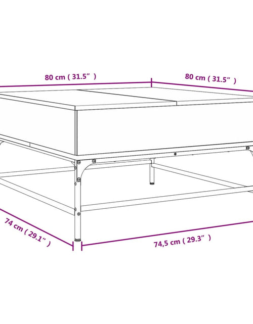 Загрузите изображение в средство просмотра галереи, Măsuță de cafea gri sonoma 80x80x45 cm lemn prelucrat și metal
