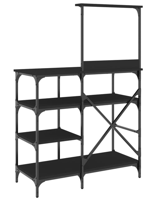 Încărcați imaginea în vizualizatorul Galerie, Raft pentru brutărie negru 90x40x132 cm lemn și metal prelucrat - Lando

