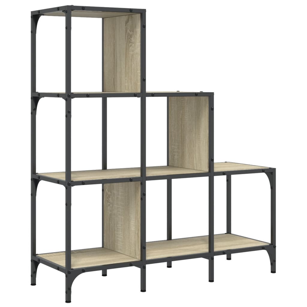 Bibliotecă, stejar sonoma, 92x30x102 cm, lemn prelucrat/metal - Lando