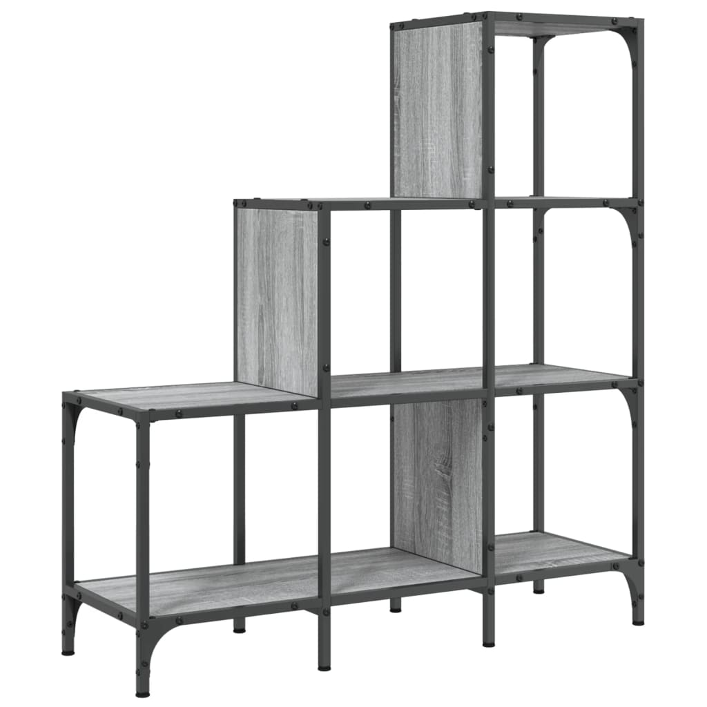 Bibliotecă, gri sonoma, 92x30x102 cm, lemn prelucrat/metal - Lando