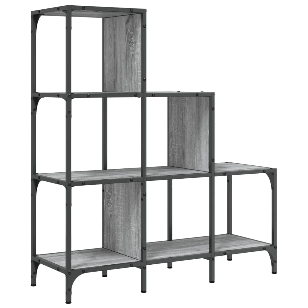 Bibliotecă, gri sonoma, 92x30x102 cm, lemn prelucrat/metal