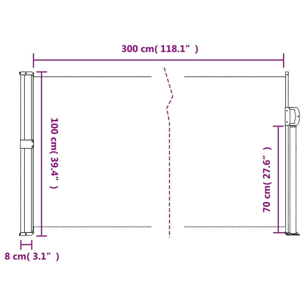 Copertina laterală retractabilă, albastru, 100x300 cm