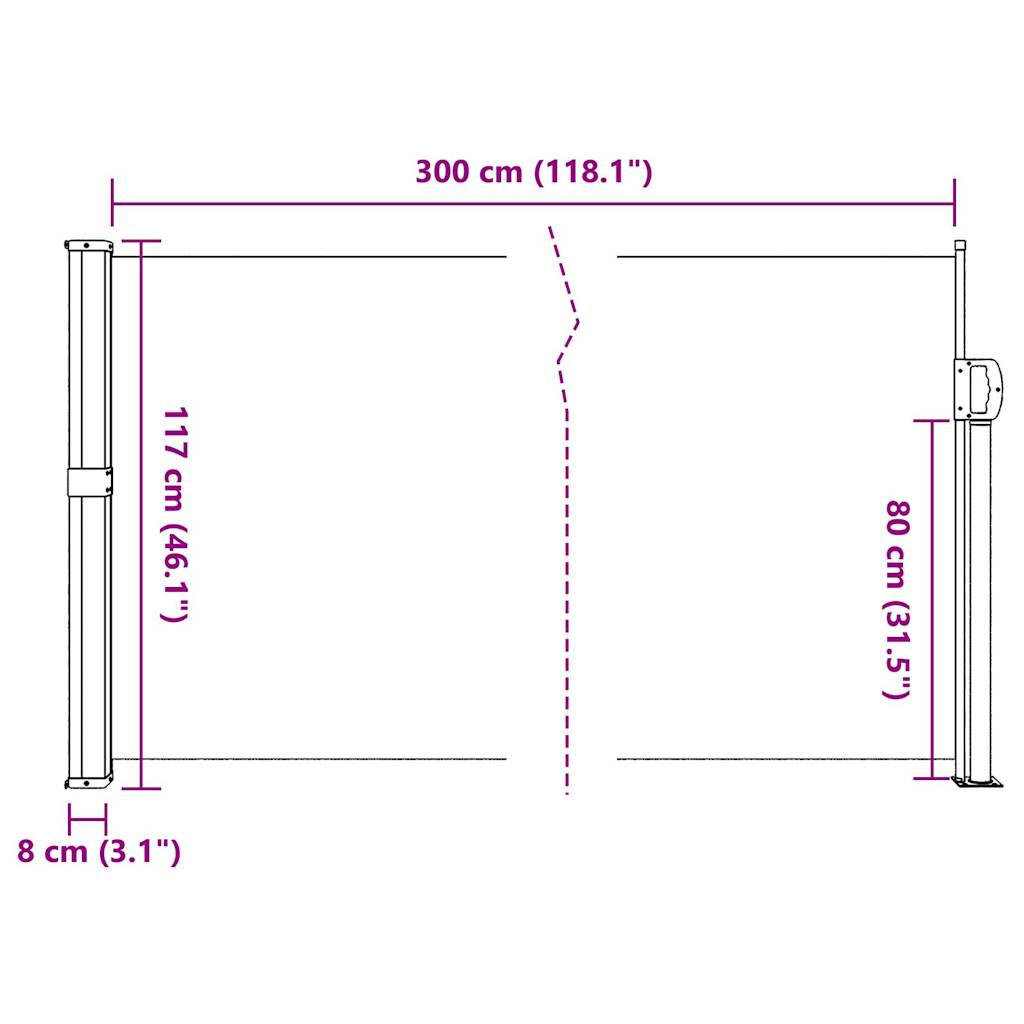 Copertină laterală retractabilă, negru, 117x300 cm