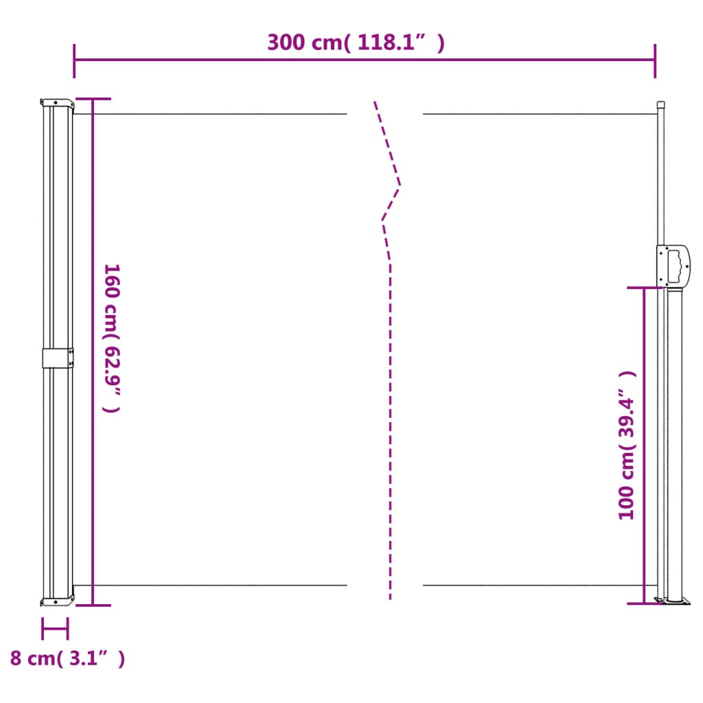 Copertina laterală retractabilă, albastru, 160x300 cm