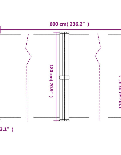 Загрузите изображение в средство просмотра галереи, Copertină laterală retractabilă, crem, 180x600 cm
