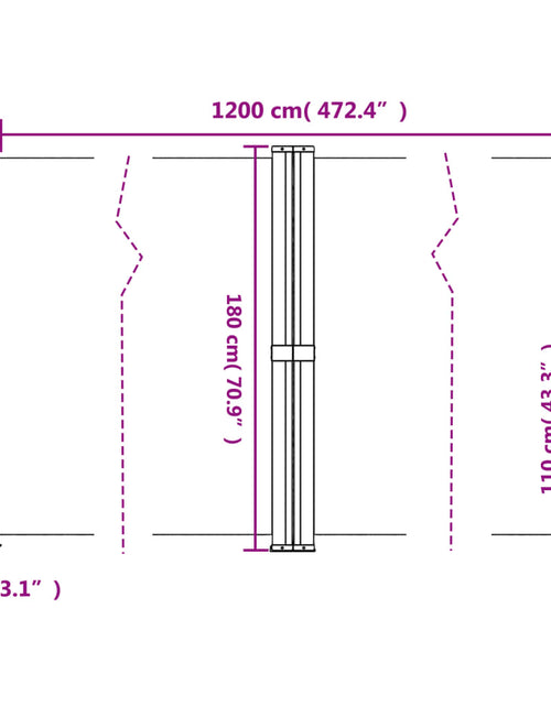 Încărcați imaginea în vizualizatorul Galerie, Copertină laterală retractabilă, verde închis, 180x1200 cm
