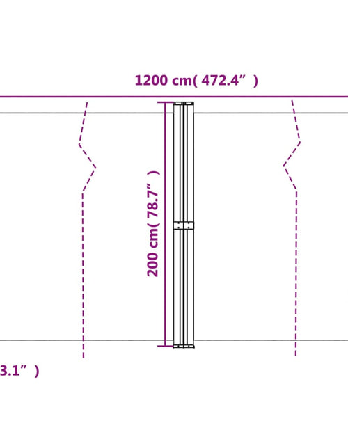 Încărcați imaginea în vizualizatorul Galerie, Copertină laterală retractabilă, crem, 200x1200 cm
