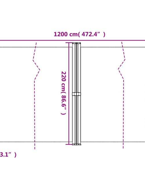 Încărcați imaginea în vizualizatorul Galerie, Copertină laterală retractabilă, crem, 220x1200 cm
