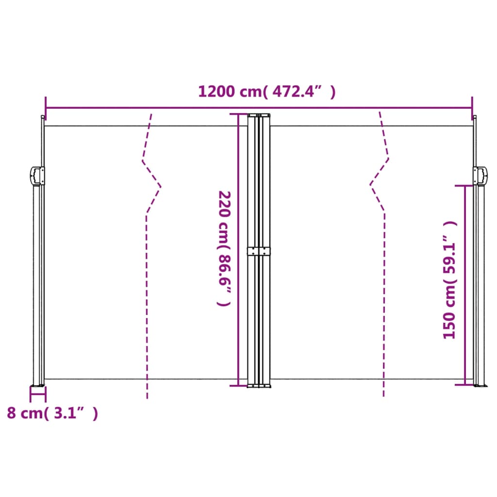 Copertină laterală retractabilă, albastru, 220x1200 cm