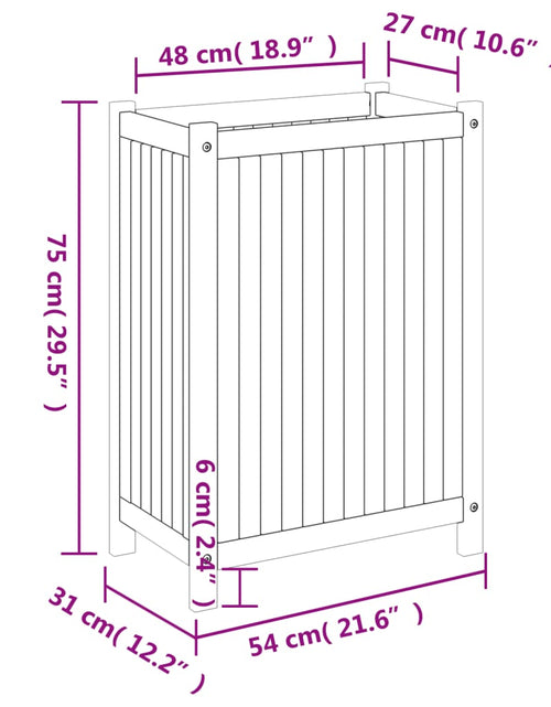 Загрузите изображение в средство просмотра галереи, Jardinieră de grădină cu căptușeală, 54x31x75 cm, lemn acacia
