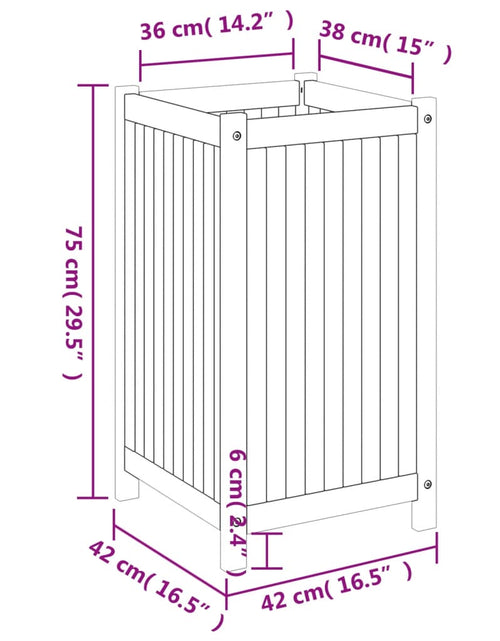 Загрузите изображение в средство просмотра галереи, Jardinieră de grădină cu căptușeală, 42x42x75 cm, lemn acacia
