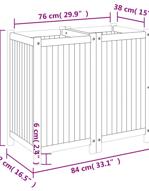 Загрузите изображение в средство просмотра галереи, Jardinieră de grădină cu căptușeală, 84x42x75 cm, lemn acacia

