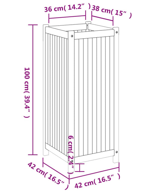 Încărcați imaginea în vizualizatorul Galerie, Jardinieră de grădină cu căptușeală, 42x42x100 cm, lemn acacia
