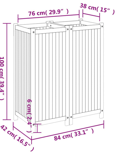 Загрузите изображение в средство просмотра галереи, Jardinieră de grădină cu căptușeală, 84x42x100 cm, lemn acacia
