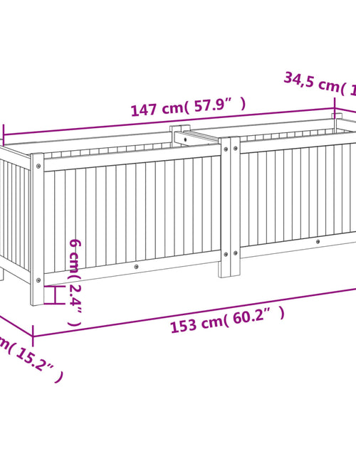 Загрузите изображение в средство просмотра галереи, Jardinieră de grădină cu căptușeală 153x38,5x50 cm, lemn acacia
