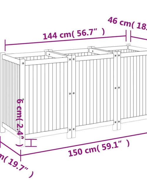 Загрузите изображение в средство просмотра галереи, Jardinieră de grădină cu căptușeală, 150x50x75 cm, lemn acacia
