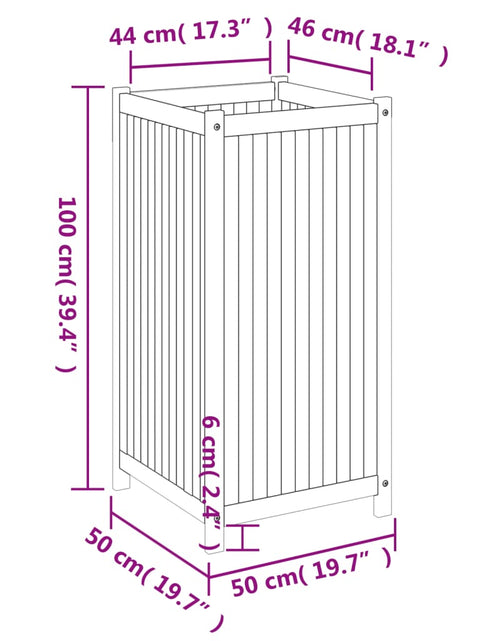 Загрузите изображение в средство просмотра галереи, Jardinieră de grădină cu căptușeală, 50x50x100 cm, lemn acacia
