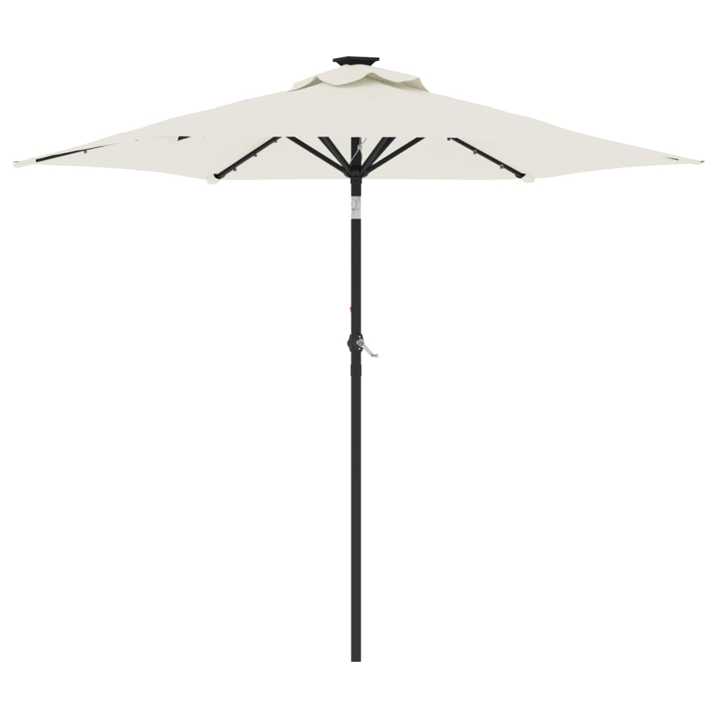 Umbrelă soare de grădină stâlp din oțel/LED alb 225x225x212 cm