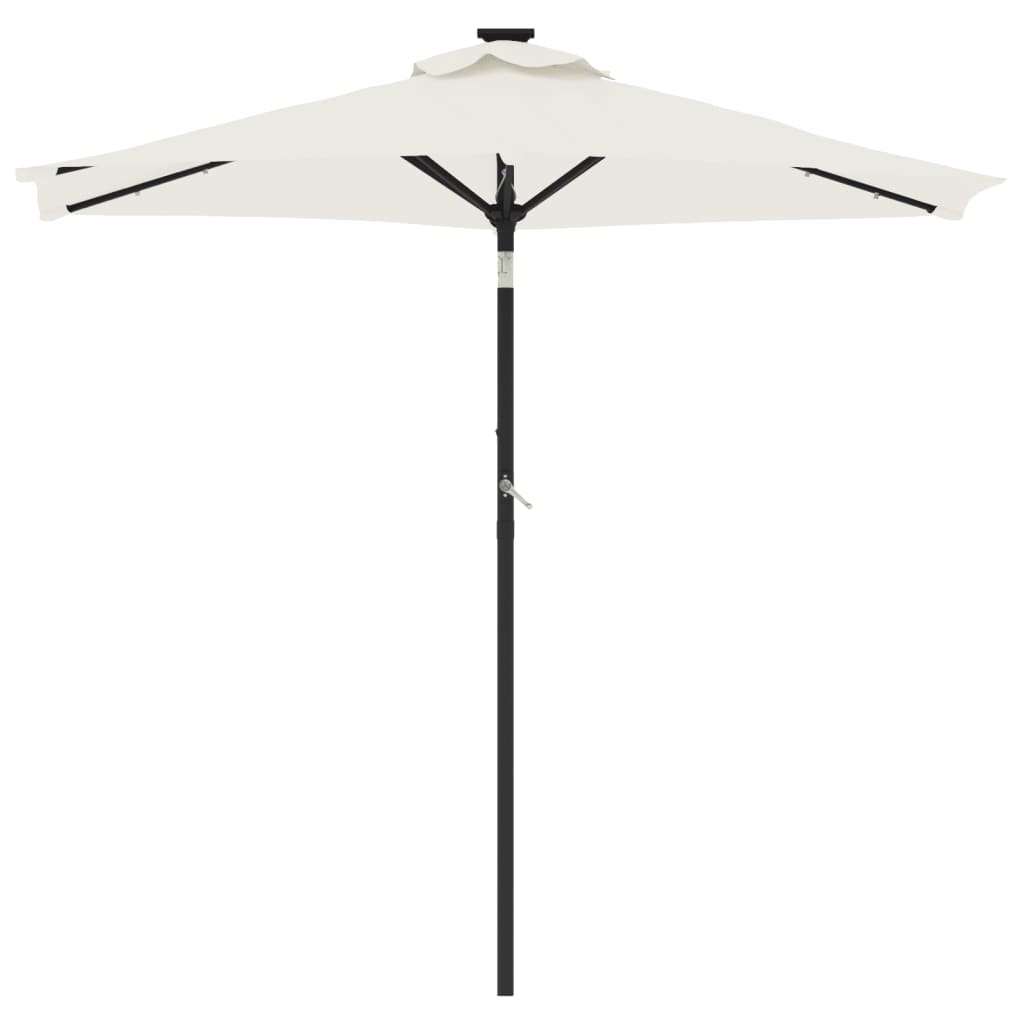 Umbrelă soare de grădină stâlp din oțel/LED alb 225x225x212 cm