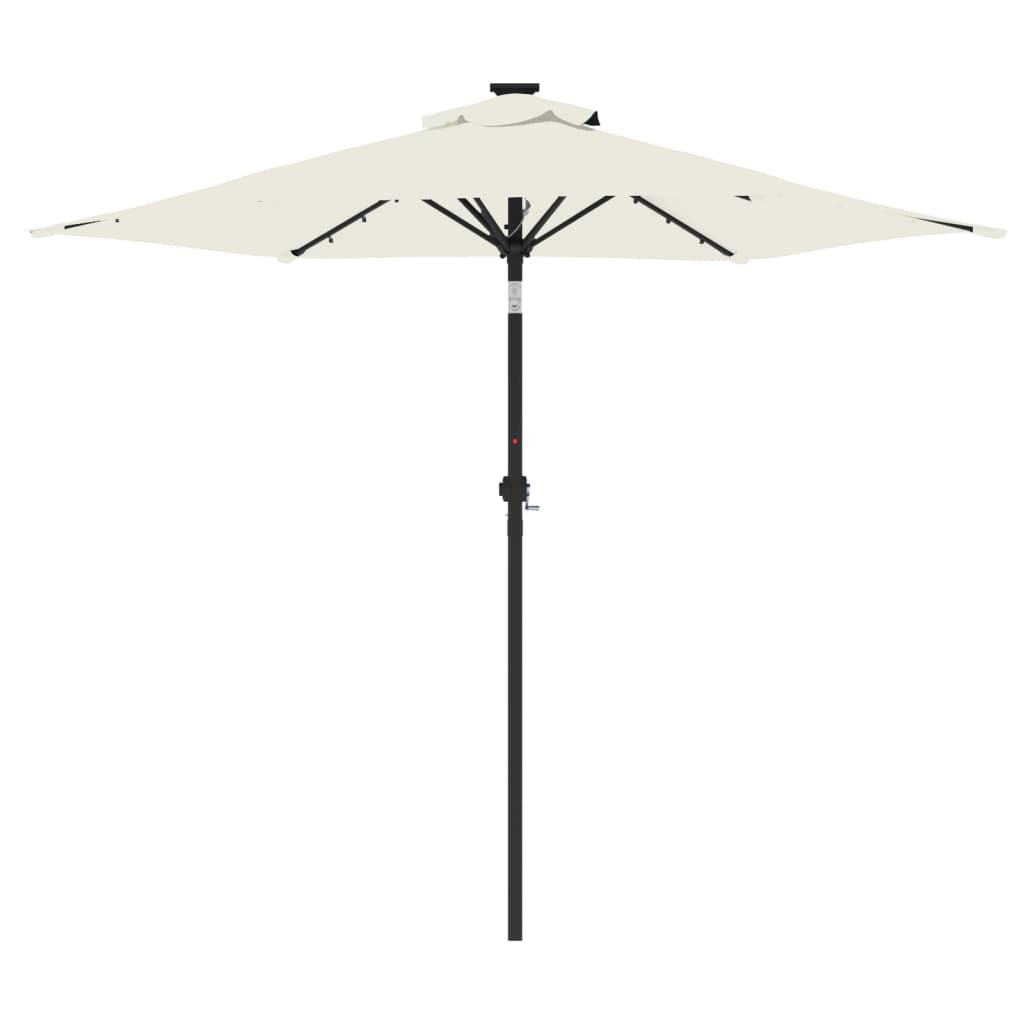 Umbrelă soare de grădină stâlp din oțel/LED alb 225x225x212 cm