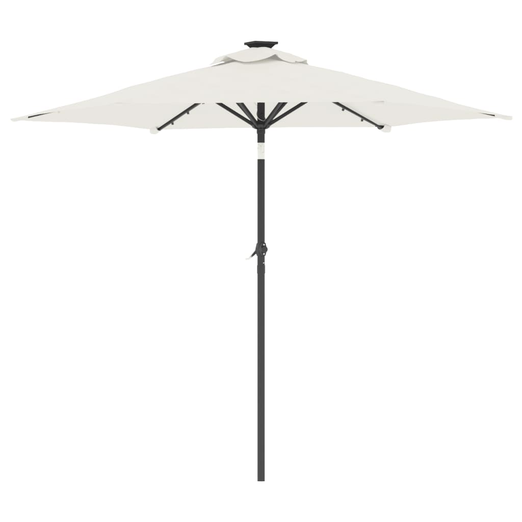 Umbrelă soare de grădină stâlp din oțel/LED alb 225x225x212 cm