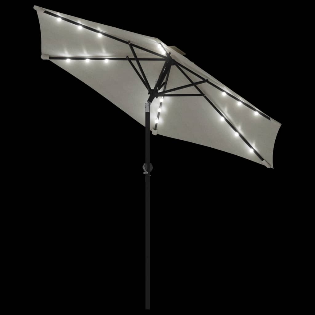 Umbrelă soare de grădină stâlp din oțel/LED alb 225x225x212 cm