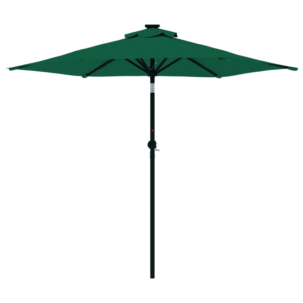 Umbrelă soare de grădină stâlp din oțel/LED verde 225x225x212cm