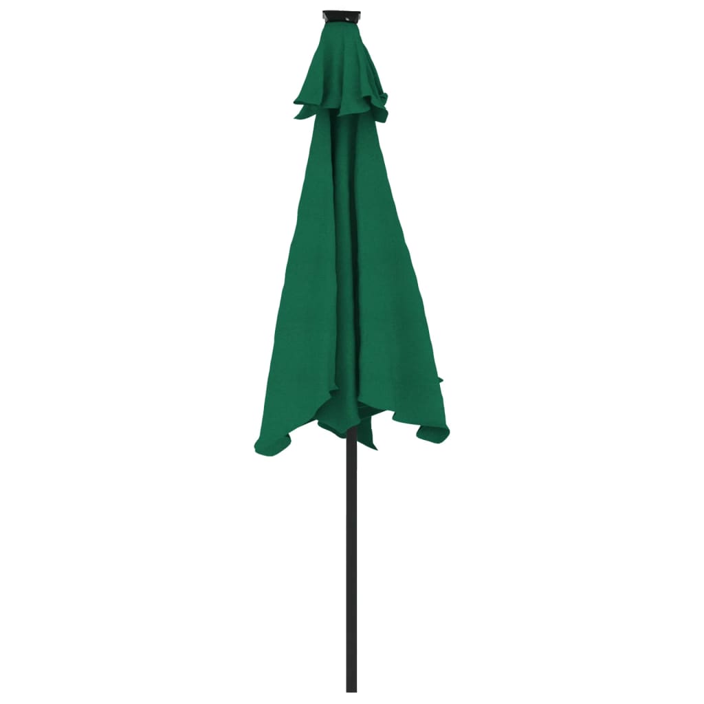 Umbrelă soare de grădină stâlp din oțel/LED verde 225x225x212cm