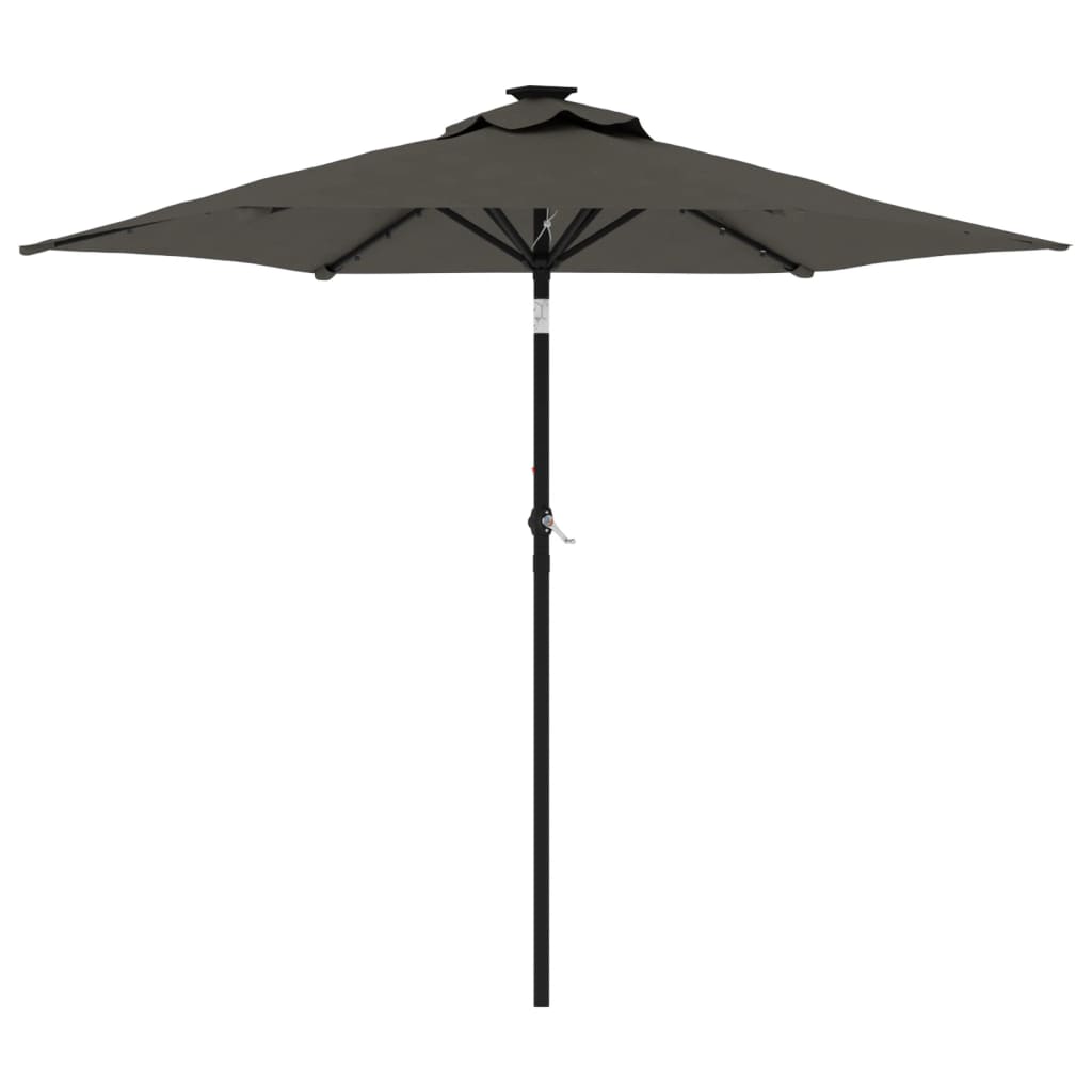 Umbrelă soare grădină stâlp din oțel/LED antracit 225x225x212cm