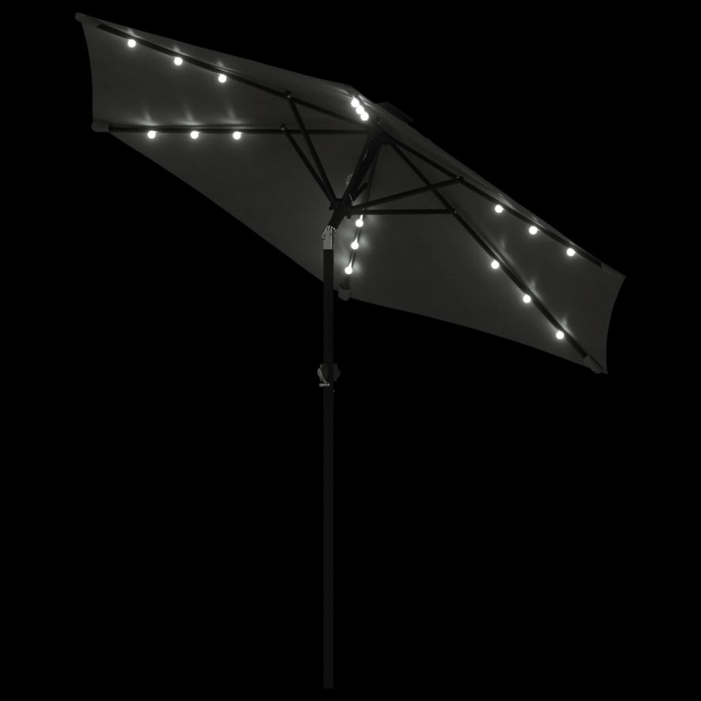 Umbrelă soare grădină stâlp din oțel/LED antracit 225x225x212cm