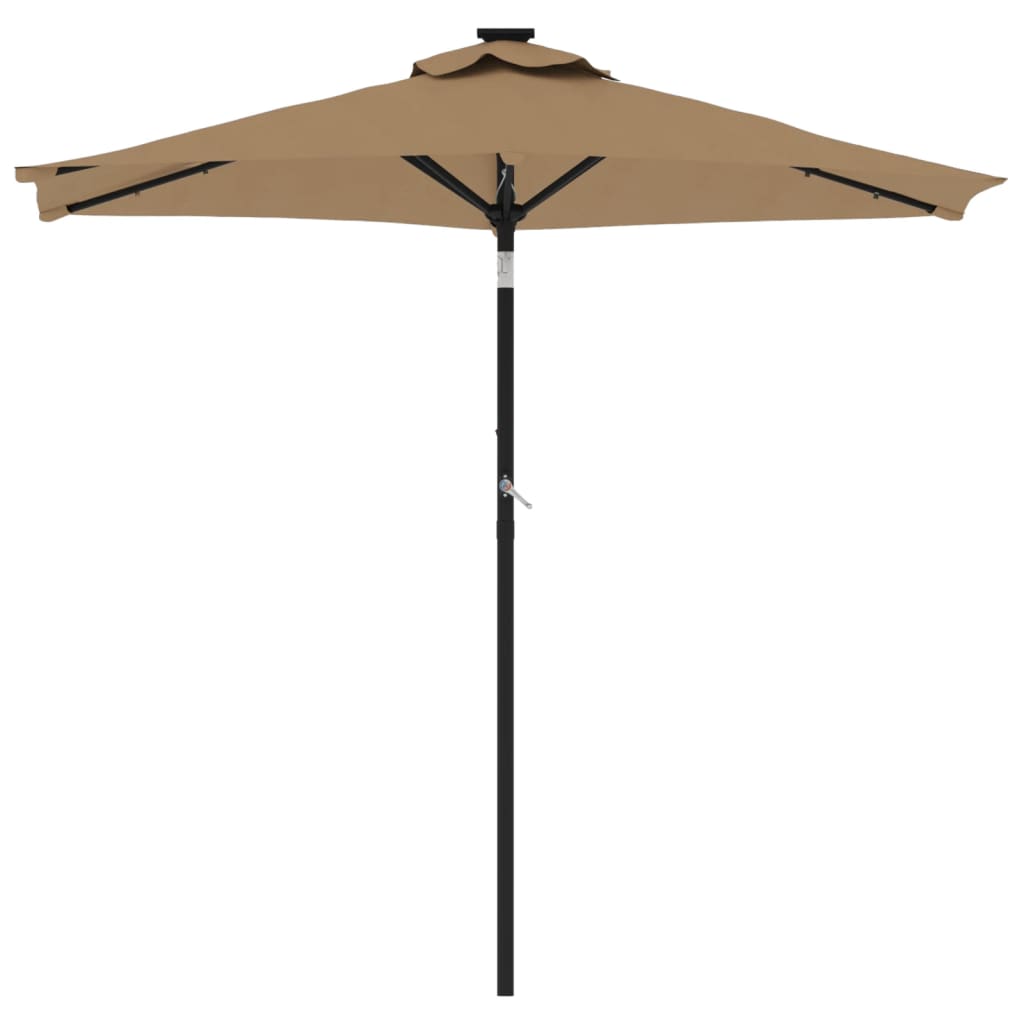 Umbrelă soare de grădină stâlp din oțel/LED taupe 225x225x212cm