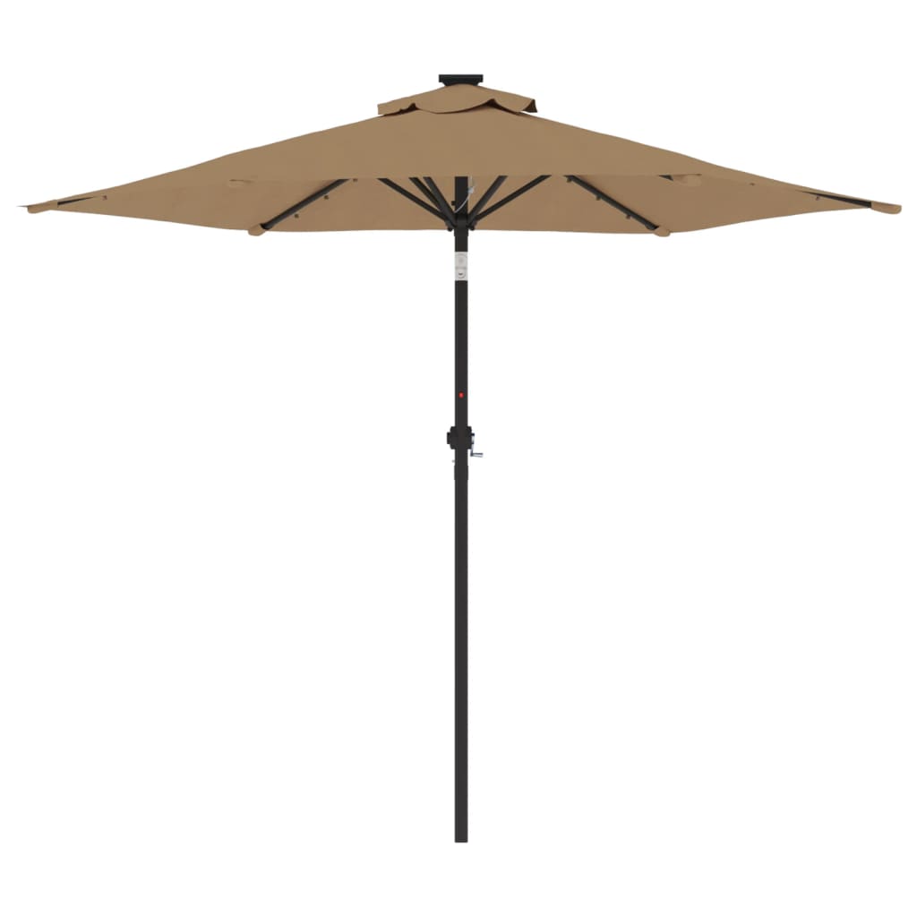 Umbrelă soare de grădină stâlp din oțel/LED taupe 225x225x212cm