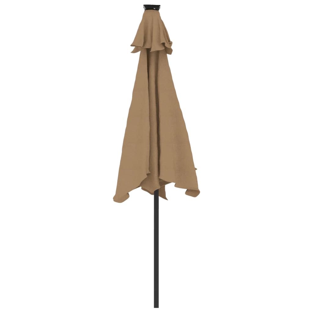 Umbrelă soare de grădină stâlp din oțel/LED taupe 225x225x212cm