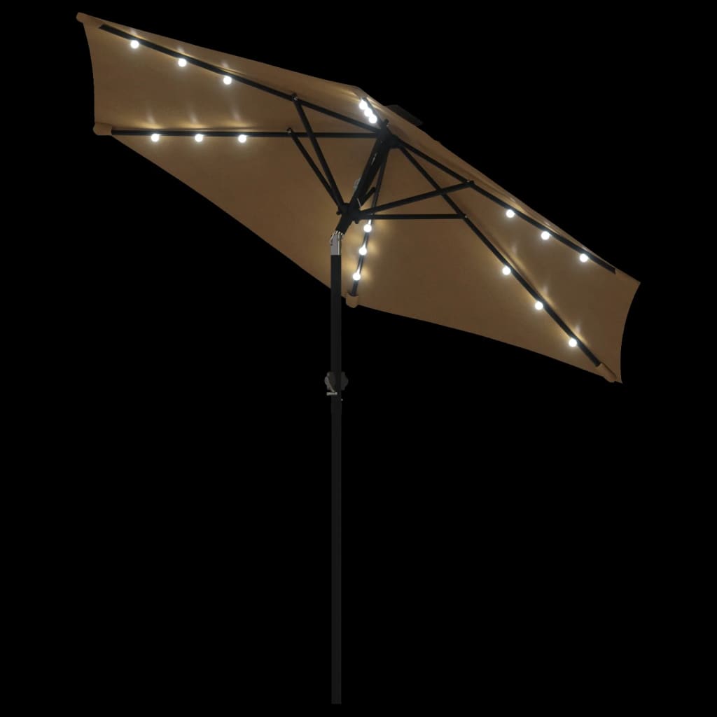 Umbrelă soare de grădină stâlp din oțel/LED taupe 225x225x212cm