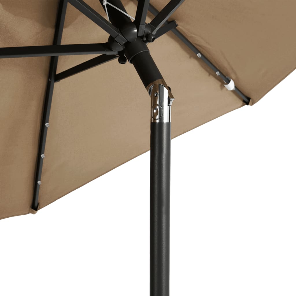 Umbrelă soare de grădină stâlp din oțel/LED taupe 225x225x212cm