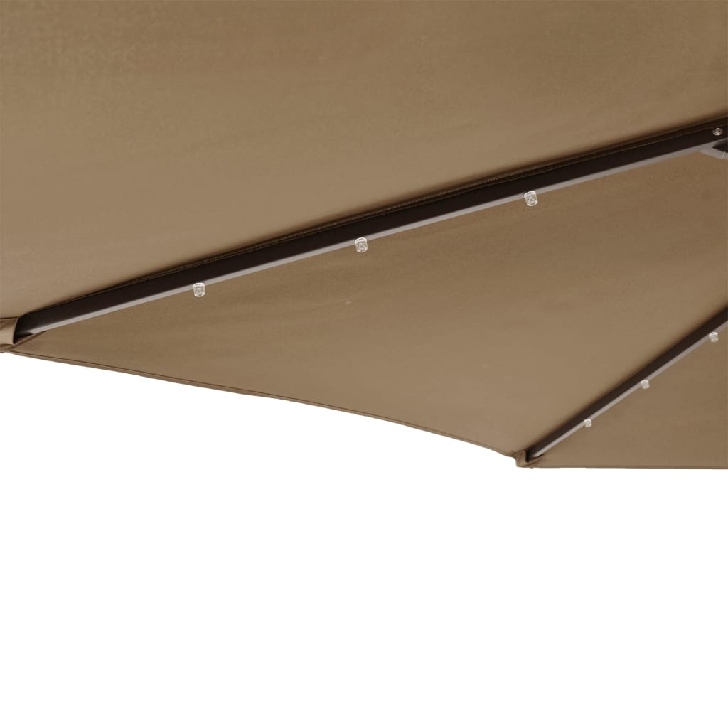 Umbrelă soare de grădină stâlp din oțel/LED taupe 225x225x212cm