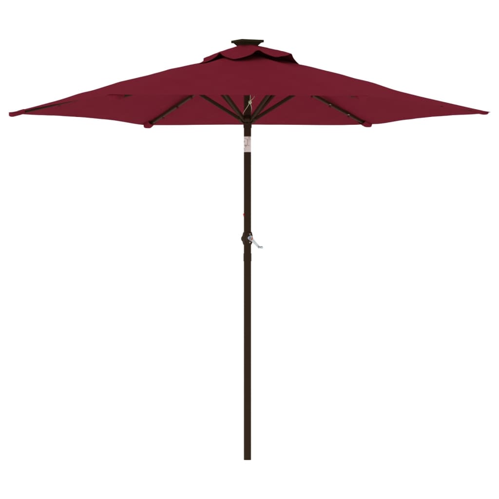 Umbrelă soare de grădină stâlp din oțel/LED roșu 225x225x212cm