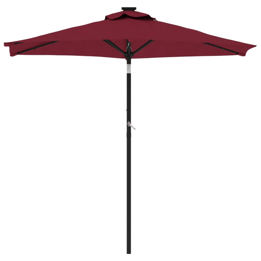 Umbrelă soare de grădină stâlp din oțel/LED roșu 225x225x212cm