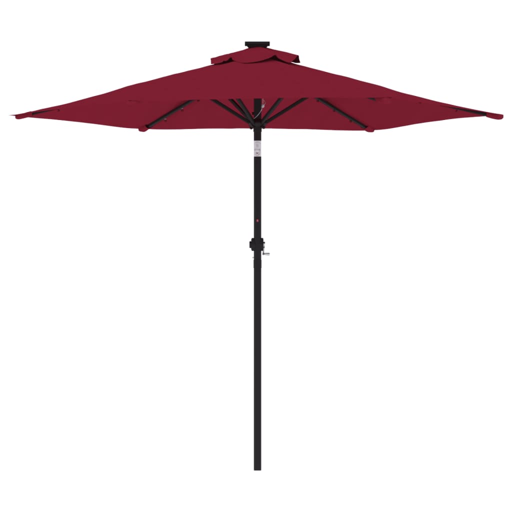 Umbrelă soare de grădină stâlp din oțel/LED roșu 225x225x212cm