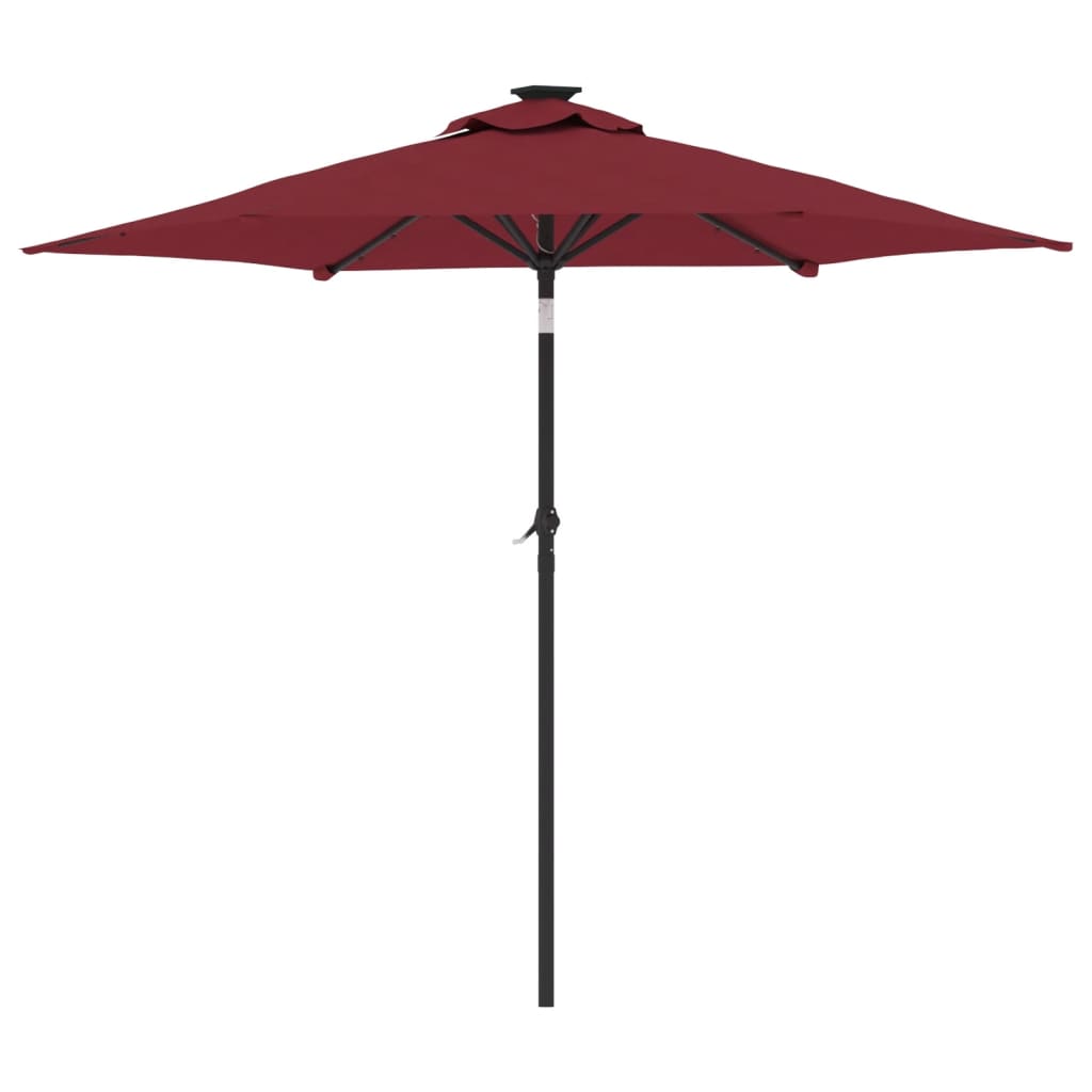 Umbrelă soare de grădină stâlp din oțel/LED roșu 225x225x212cm